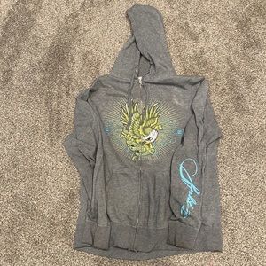 Grey hoodie with American traditional eagle